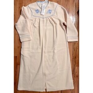 Secret‎ Treasures beige and blue housecoat mumu nightgown size M NWT